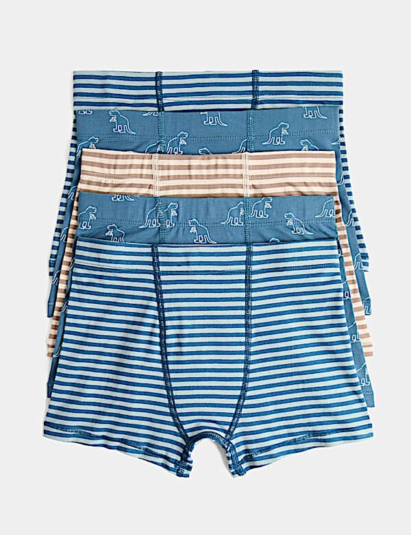 5 Pack Cotton Rich Dino Print Trunks (3-10 Yrs)
