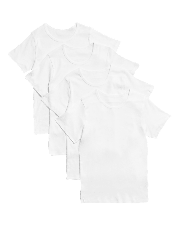 4pk Pure Cotton Short Sleeve Vests (2-14 Yrs)