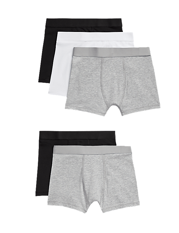 5pk Cotton with Stretch Plain Trunks (5-16 Yrs)