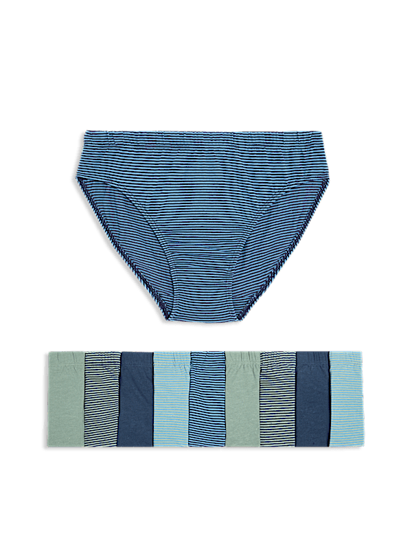 10pk Pure Cotton Striped Briefs (2-14 Yrs)