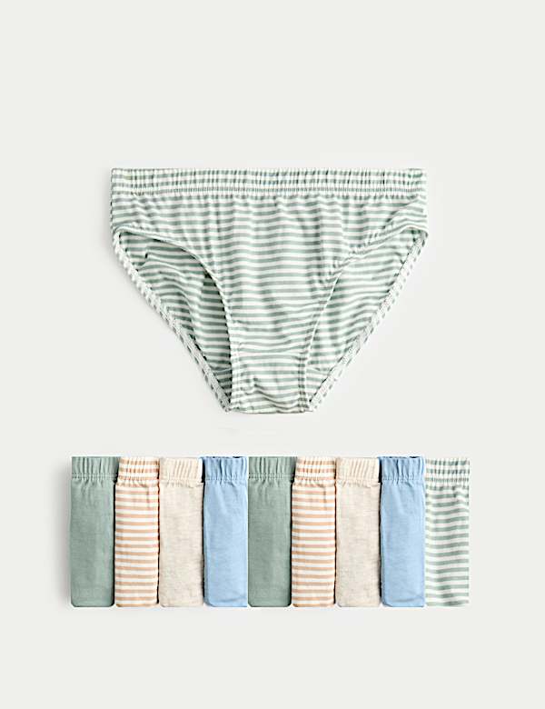 Lot de 10 slips 100 % coton à rayures et unis (du 2 au 14 ans) - CA