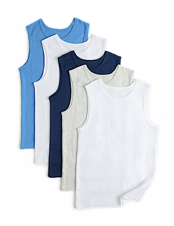 5 Pack Pure Cotton Plain Vests (2-14 Yrs)