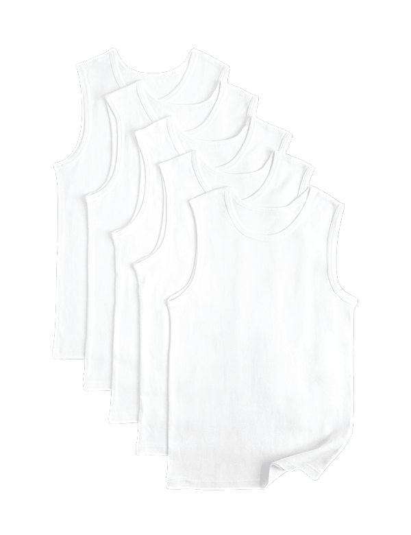 5 Pack Pure Cotton Plain Vests (2-14 Yrs)
