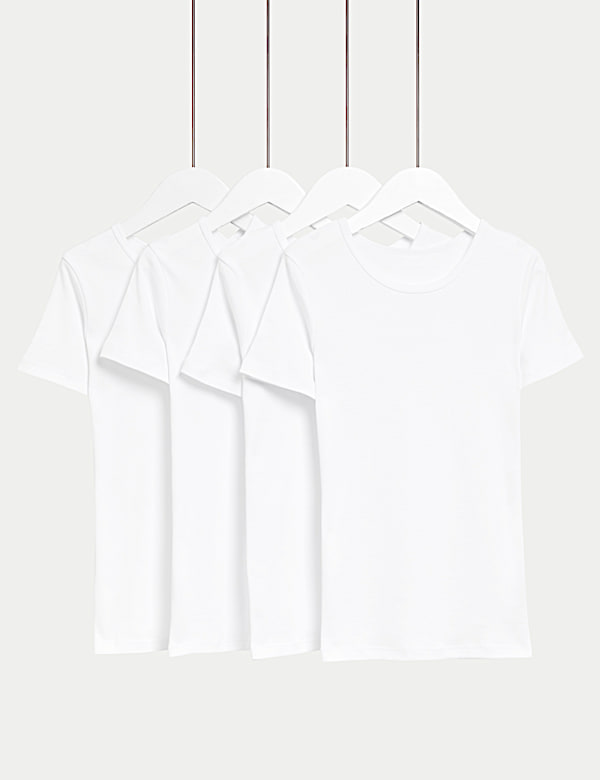 4pk Pure Cotton Short Sleeve Vests (2-14 Yrs) - DE