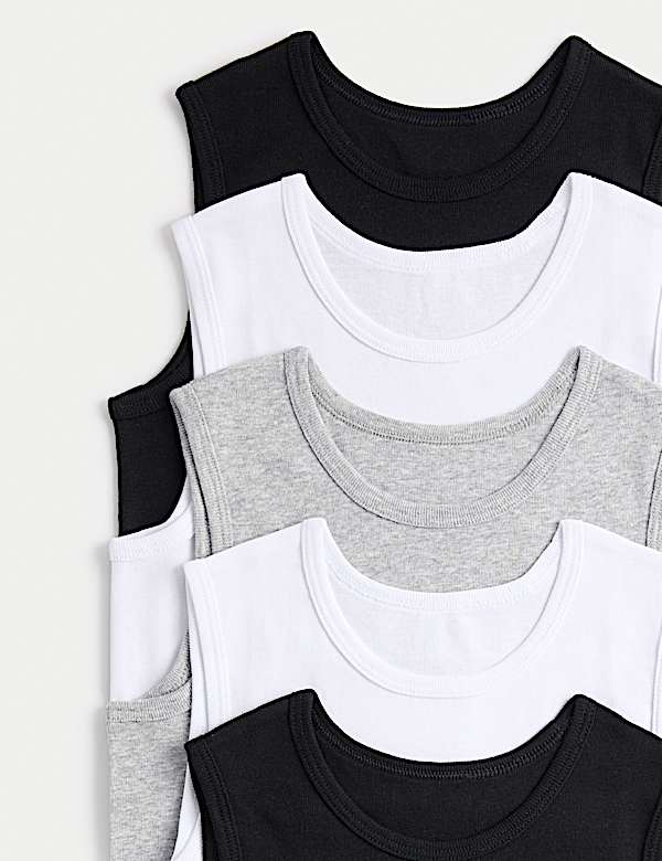 5 Pack Pure Cotton Vests (2-14 Yrs)