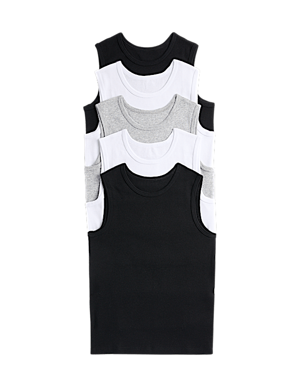 5 Pack Pure Cotton Vests (2-14 Yrs)