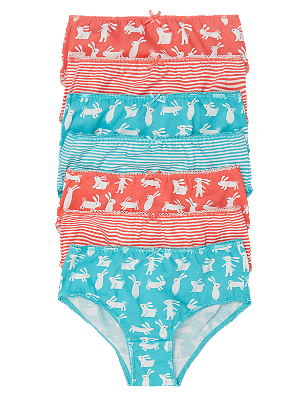 7pk Pure Cotton Bunny & Striped Knickers (2-16 Yrs)