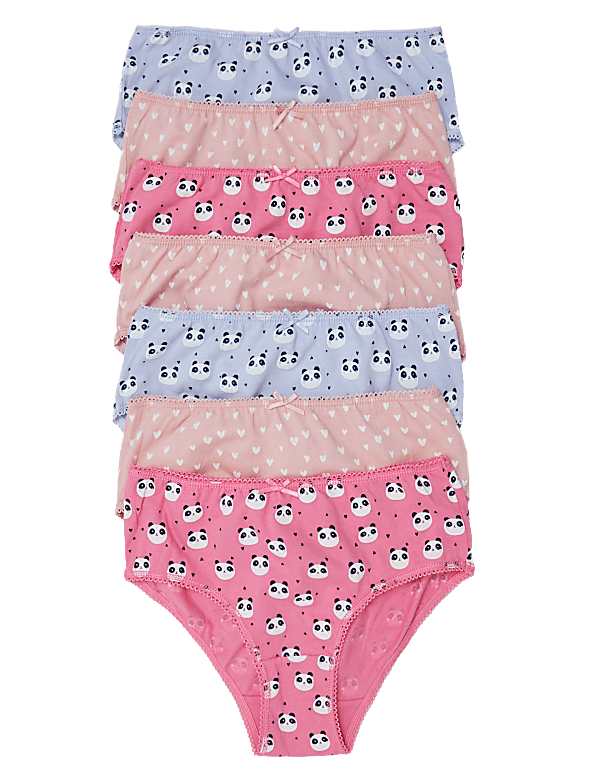 7pk Pure Cotton Panda & Heart Knickers (2-16 Yrs)