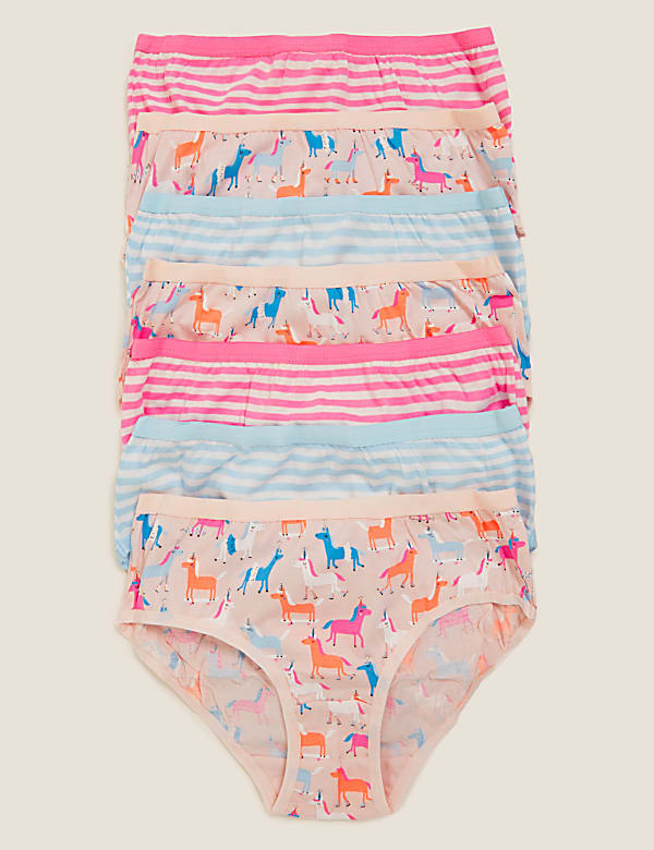 7pk Pure Cotton Unicorn & Striped Knickers (2-16 Yrs)