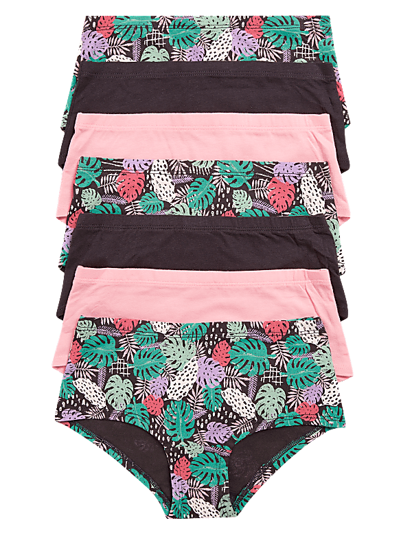 7pk Cotton Leaf Print Shorts (2-16 Yrs)