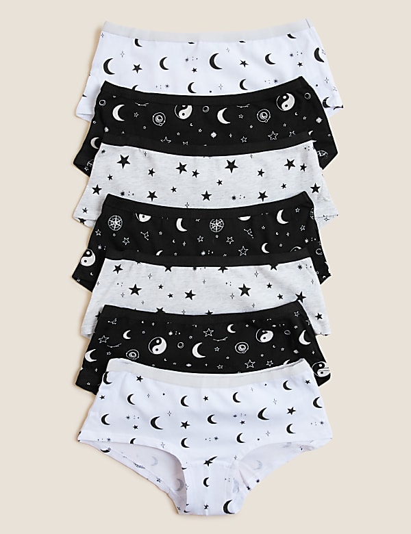 7pk Cotton Rich Stars & Moon Print Shorts (2-16 Yrs)