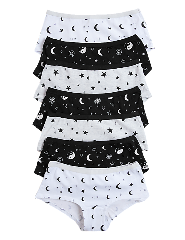 7pk Cotton Rich Stars & Moon Print Shorts (2-16 Yrs)