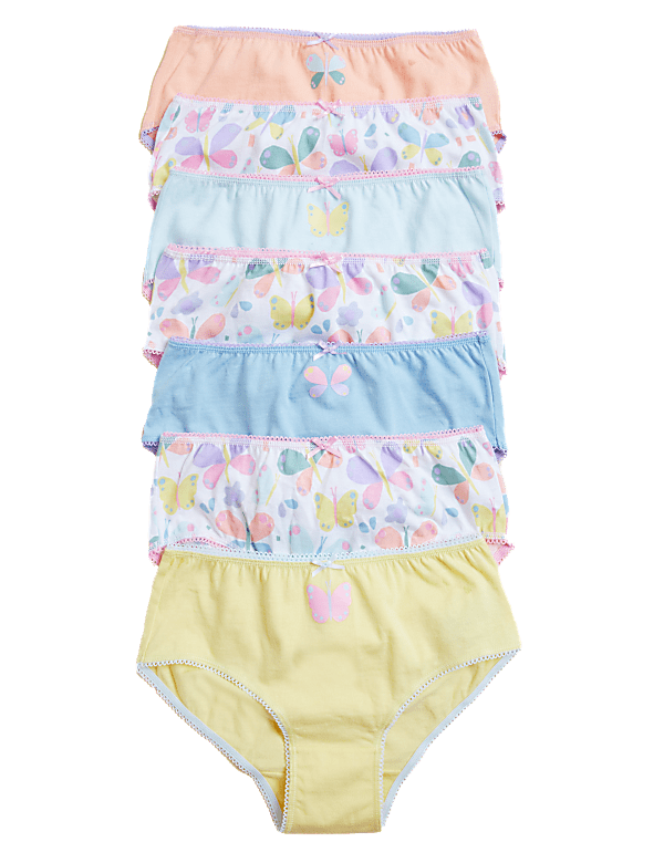 7pk Pure Cotton Butterfly Knickers (2-16 Yrs)