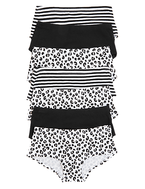 7pk Cotton Rich Leopard & Striped Shorts