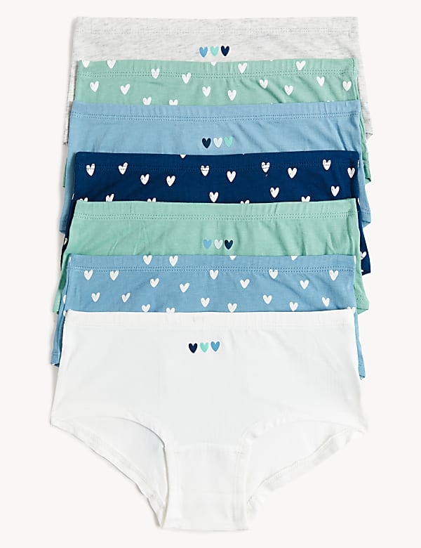 Pack de 7 braguitas culotte de algodón elástico con estampado de corazones (5-16&nbsp;años) - US