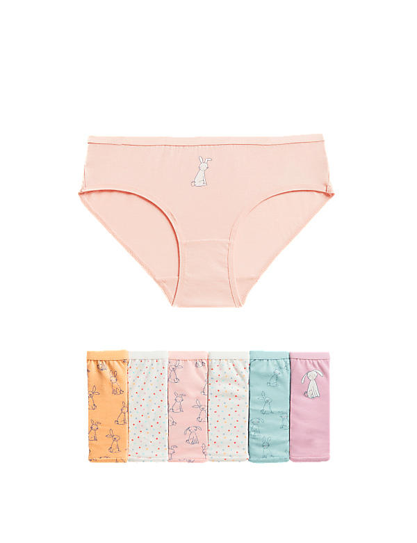 7pk Pure Cotton Bunny & Spotty Knickers (2-12 Yrs)