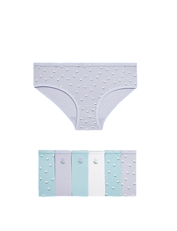 7pk Cotton with Stretch Floral Knickers (2-12 Yrs)