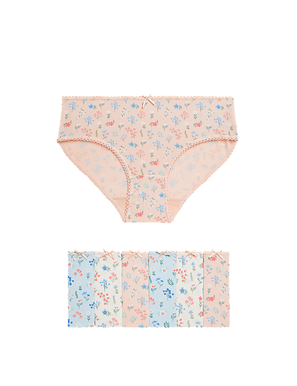 7pk Cotton with Stretch Floral Knickers (2-12 Yrs)