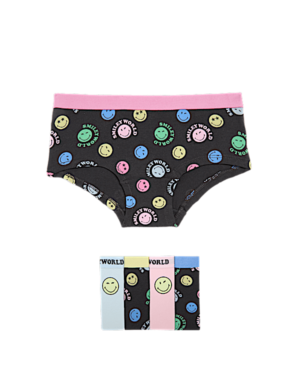 5pk Cotton with Stretch SmileyWorld® Shorts (5-16 Yrs)