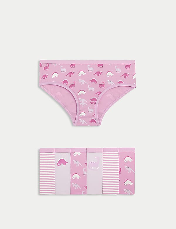 7pk Cotton with Stretch Dinosaur Knickers (2-12 Yrs) - PT