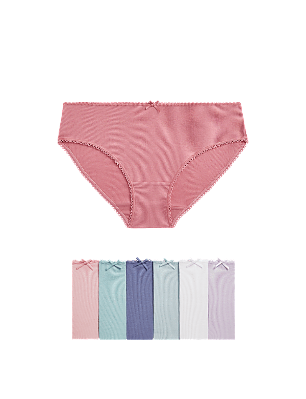 7pk Cotton with Stretch Ribbed Knickers (2-12 Yrs)