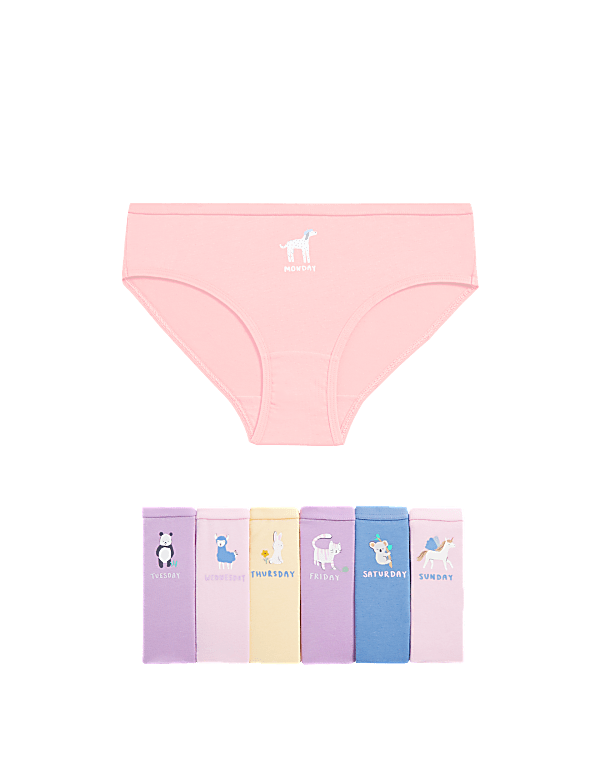 7pk Cotton with Stretch Days of the Week Knickers (2-12 Yrs)