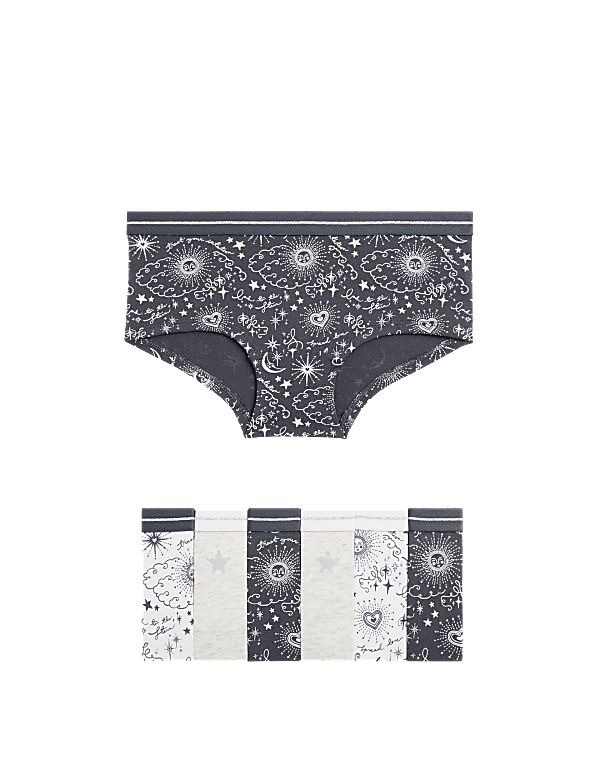 7pk Cotton with Stretch Cosmic Knicker Shorts (5-16 Yrs)