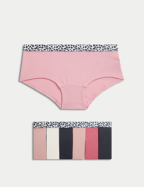 7pk Cotton with Stretch Leopard Waistband Shorts (5-16 Yrs)