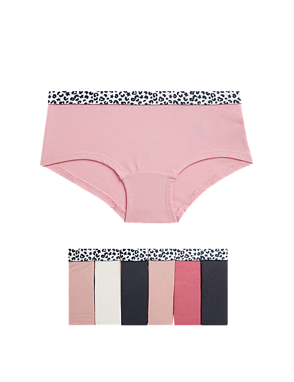 7pk Cotton with Stretch Leopard Waistband Shorts (5-16 Yrs)