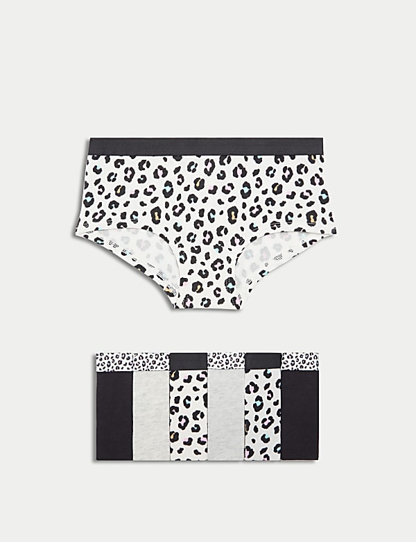 7pk Cotton with Stretch Leopard Shorts (5-16 Yrs)
