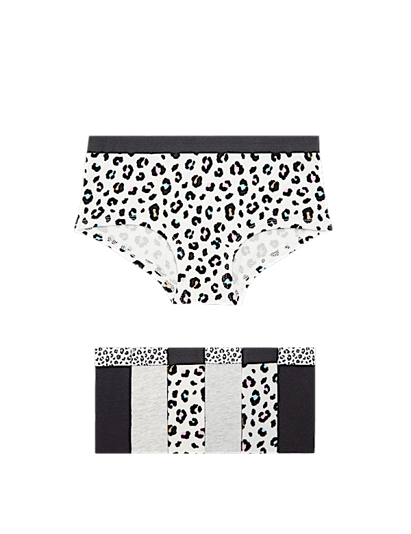 7pk Cotton with Stretch Leopard Shorts (5-16 Yrs)