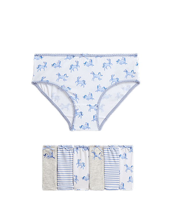 7pk Cotton with Stretch Unicorn Knickers (2-12 Yrs)