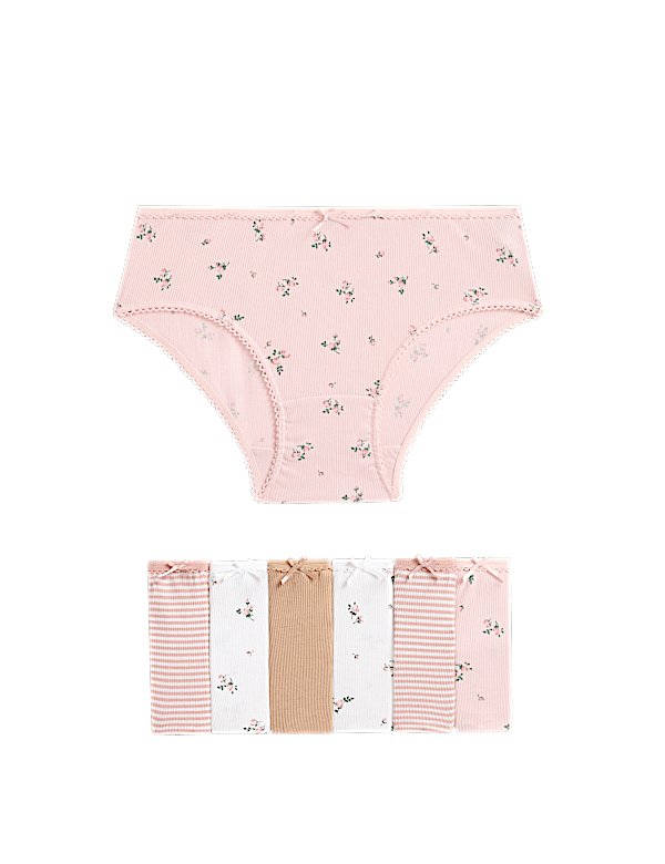 7pk Cotton with Stretch Floral Knickers (2-12 Yrs)
