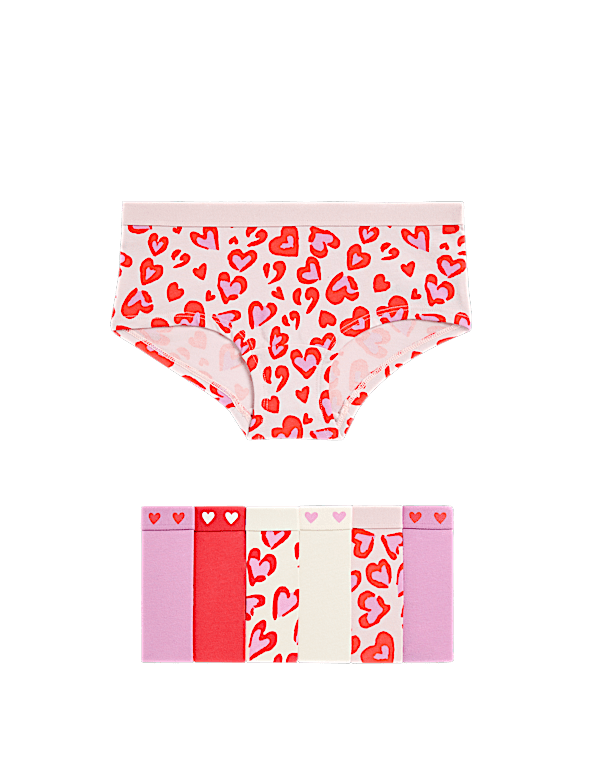 7pk Leopard Print & Heart Shorts (5-16 Yrs)