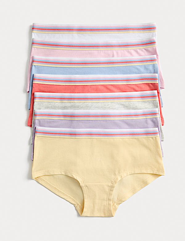 7er-Pack Baumwoll-Shorts mit Stretchanteil und Regenbogen-Motiv (5–16 J.) - AT