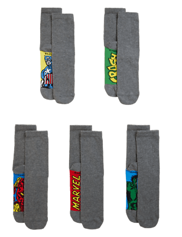 5pk Cotton Blend Marvel™ School Socks