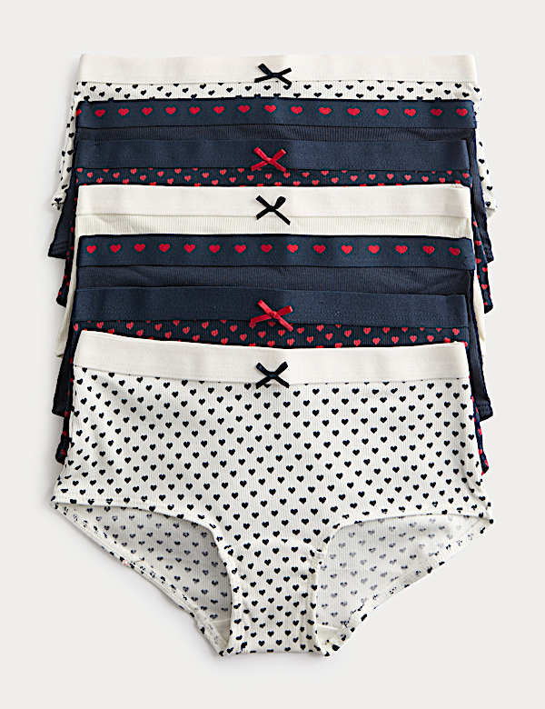 Pack de 7 braguitas culotte de algodón de corazones (5-16 años) - US