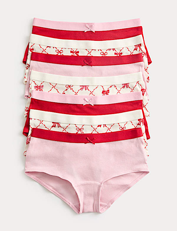 7pk Cotton with Stretch Bow Striped Shorts (5-16 Yrs) - IL