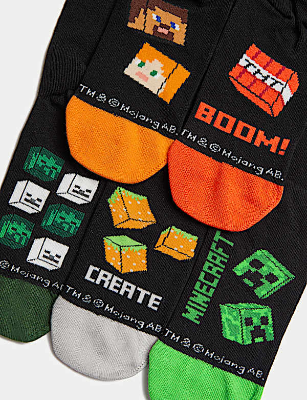 5pk Cotton Rich Minecraft™ School Socks