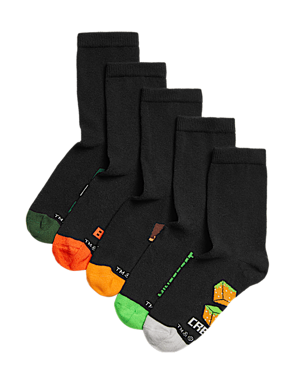 5pk Cotton Rich Minecraft™ School Socks