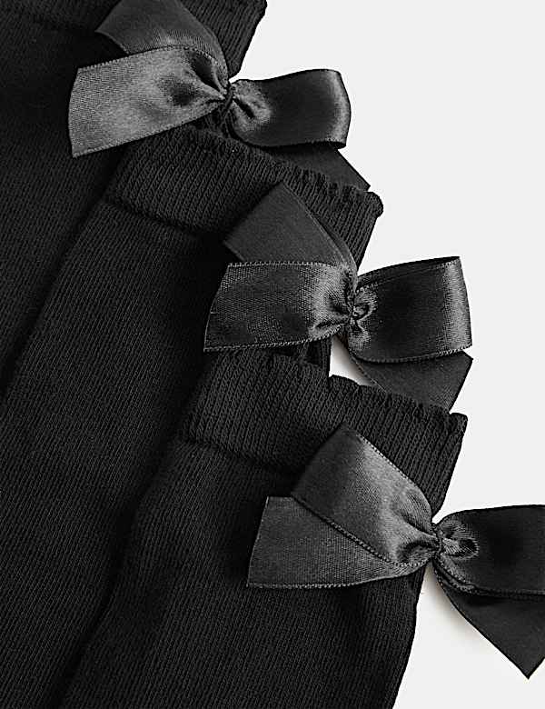 3 Pack Cotton Rich Bow Knee High Socks  - RO