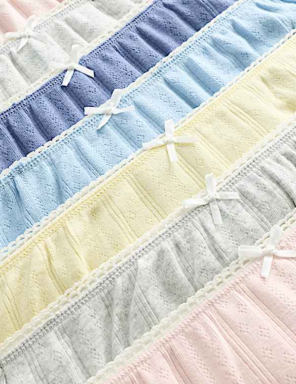 7 Pack Cotton with Stretch Pointelle Knickers (18 Mths-14 Yrs)