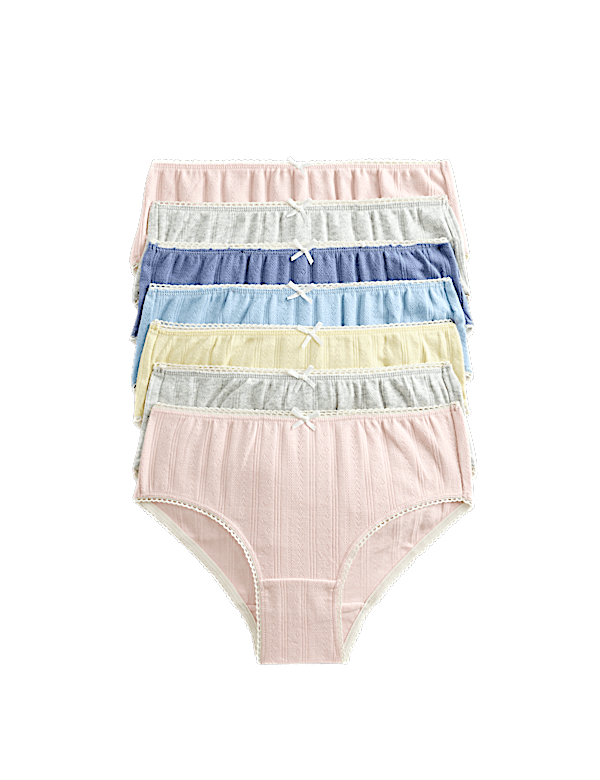 7 Pack Cotton with Stretch Pointelle Knickers (18 Mths-14 Yrs)