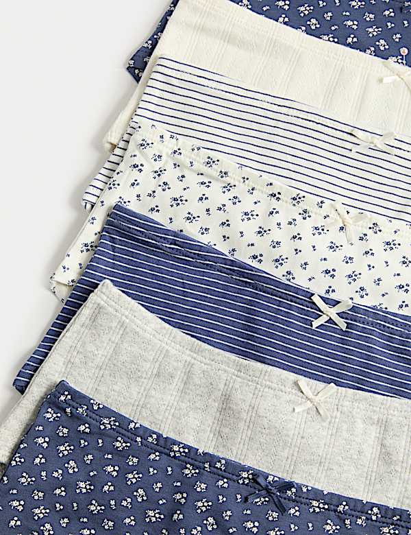 7 Pack Floral Stripe Pointelle Shorts (5-16 Yrs) - AU