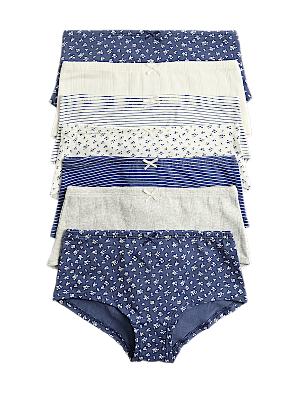 7 Pack Floral Stripe Pointelle Shorts (5-16 Yrs)