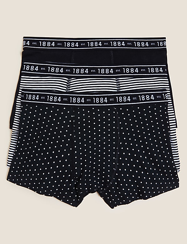3pk Cotton Rich Patterned Trunks (6-16 Yrs)