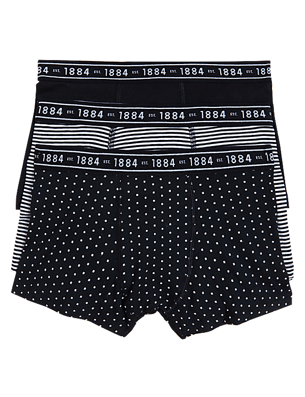3pk Cotton Rich Patterned Trunks (6-16 Yrs)