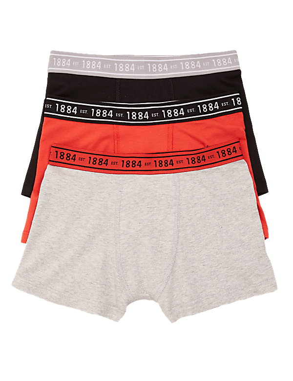 3pk Cotton Rich Plain Trunks (6-16 Yrs)