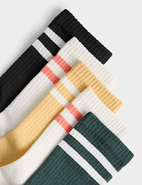 Lot de 5 paires de chaussettes sport color&eacute;es c&ocirc;tel&eacute;es &agrave; rayures (du 23 au 40,5) - LU