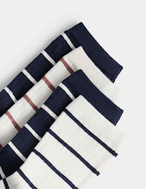 4 Pack Coloured Rib Stripe Socks (6 Small-7 Large) - BE